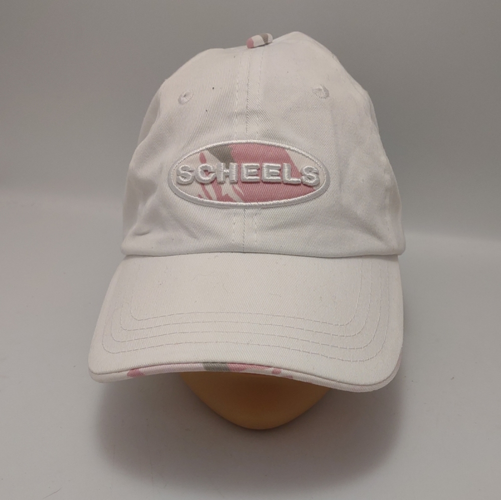 Camo Scheels Womens Outdoor Sports Hat Cap White Pink Logo Strapback 100% Cotton